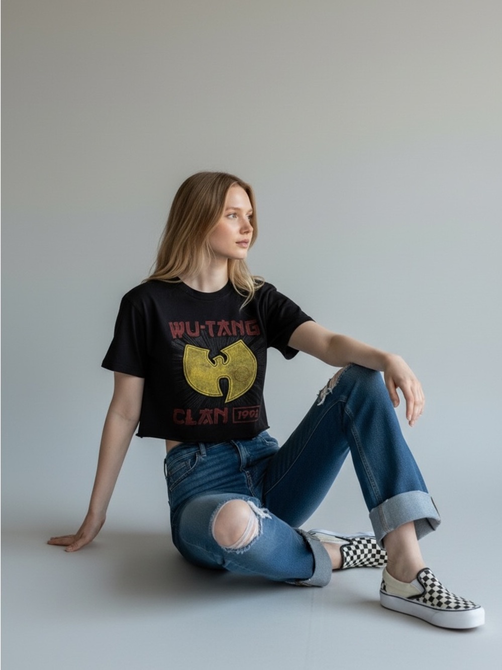 Wu-Tang Clan Black Graphic Crop Top with Yellow Logo - Picture 4 of 6